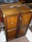 A 19th Century mahogany Campaign bookcase with leather carrying handles and brass fixings,