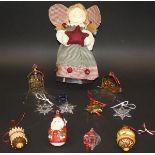 A collection of various Christmas decorations to include Villeroy & Boch pottery Father Christmas,