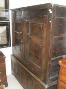 An 18th Century oak press cupboard,