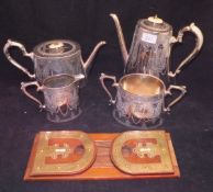 A silver plated four piece tea set,