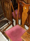 Six assorted oak framed dining chairs, some in the Georgian manner with vase shaped back splats,
