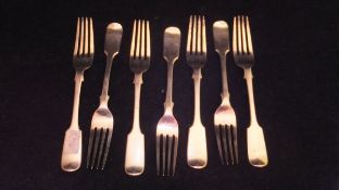 Seven Victorian silver dessert forks (by James Wakeley and Frank Clarke Wheeler, London,