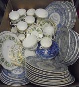 A collection of Copeland and Garrett late Spode floral patterned blue and white transfer decorated