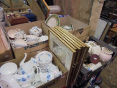 Four boxes of assorted dinner and tea wares to include Royal Worcester "Evesham",