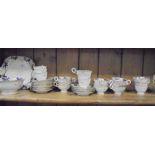 A Davenport blue and white gilt decorated tea set CONDITION REPORTS Bears painted No.
