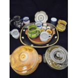 A quantity of various studio pottery including tureens by Coldstone, etc, Holkham pottery ,