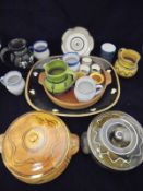 A quantity of various studio pottery including tureens by Coldstone, etc, Holkham pottery ,