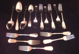 A set of six Victorian silver table forks (by Elizabeth Eaton ???, London, 1848),