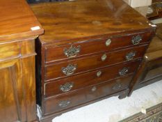 A late George III mahogany square front chest of drawers,