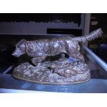 A bronze figure "Retriever and hiding hen pheasant", bronze,