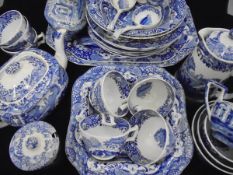 A collection of blue and white Copeland Spode's Italian china wares including cups, saucers,