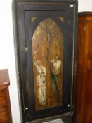 A Continental painted pine single door cupboard,