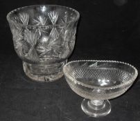 A selection of glass ware to include cut glass bowl on heavy foot, glass tazza,