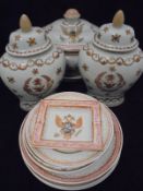 A collection of Chinese "1851 China" porcelain wares including a pair of lidded vases, tureen,