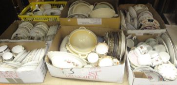 Seven boxes of assorted vintage china to include various tea wares, tureens,