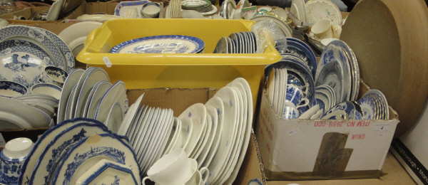 Five boxes of assorted blue and white china to include Woods "Yuan ware", Royal Doulton "Norfolk", - Image 2 of 2