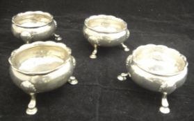 A composite set of four George III silver open salts (various makers, London,