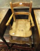 A 19th Century Oxford type childs bar back high-chair and a mahogany and rosewood banded two drawer