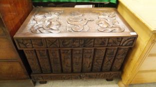 A carved mahogany blanket chest,