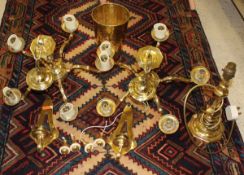 A brass hanging light, brass candle wall light, brass candlestick lamp,