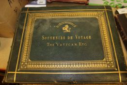 A green leather bound album "Souvenirs de Voyage Le Vatican, etc",