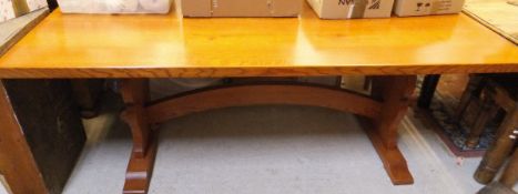 A rectangular oak refectory type table by Geoff "Unicorn Man" Gell