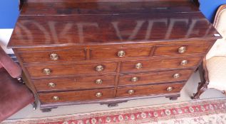A George III mahogany mule chest, the rising lid above five dummy drawers above four short drawers,