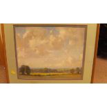 HAROLD COX "Landscape with trees in foreground", pastel, signed lower right,