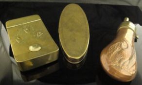 A 19th Century brass rectangular snuff box with combination lock,