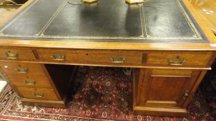 A Victorian oak partners desk,