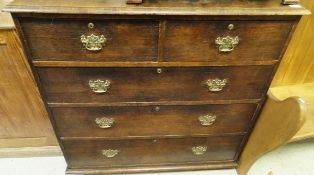 A Victorian oak chest of two short over three long graduated drawers and a modern burr elm veneered
