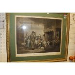 AFTER GEORGE MORLAND "Inside of a country ale house", coloured engraving by W Ward,
