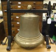 An Elizabeth II brass ship's bell inscribed "ER" with crown cypher and "SCC 7/56 SC9C" on a purpose