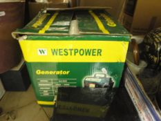 A Westpoint generator, together with two boxes of wall tiles,