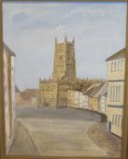 AFTER N CLARK "Cirencester church", oil on board, signed lower left,