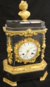 A 19th Century French black marble and gilt brass embellished mantel clock,