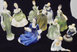 A collection of Royal Doulton figurines including "Simone" (HN 2378), "Lorna" (HN 2311),