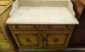 A Victorian washstand with white marble three quarter galleried top upon a base of two short
