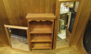 A pine barrel back corner shelf unit,