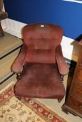 A Howard & Sons salon chair, the back legs stamped 12375 3417,