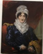 19TH CENTURY ENGLISH SCHOOL IN THE MANNER OF SIR THOMAS LAWRENCE (1769-1830) "Lady seated wearing a