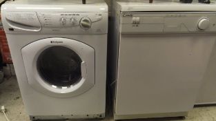 A Hotpoint 5 + 5 wash and dry Aquarius Dryer together with a Candy Eco System C4400 dishwasher