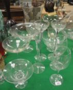 A collection of various glassware to include a pair of Villeroy & Boch wine glasses,
