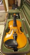 A maple violin by Stanley Doubtfire dated 1998 and initialled on maker's label to interior with