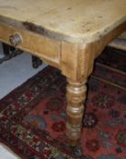 A Victorian pine farmhouse style kitchen table,
