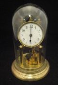 A 20th Century 365 day brass cased mantle clock under glass dome,