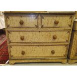 A Victorian chest of two short and two long drawers upon bracket feet,