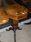 A Victorian walnut trumpet shaped work table,
