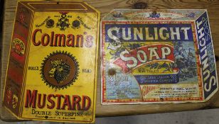 Sunlight soap enamel advertising sign and Colmans mustard enamel advertising sign