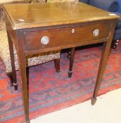 A Victorian mahogany side table, the plain top a single drawer,